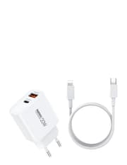 Remax Wall Charger USB A & Type C Fast Charger, 20Watts, White product image