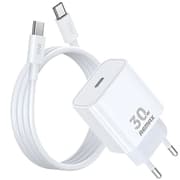 Remax Wall Charger & Fast Data Cable, 30Watts, White product image