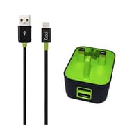 Goui Wall Charger Dual USB, Black / Green product image