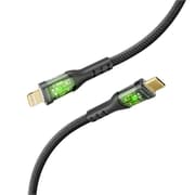 Promate Fast Charger Cable Transparent Shells, Type-C to Lightning, 1.2MM, 27Watts, Black product image