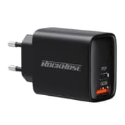 Rockrose Wall Charger Eclips GII Combo, 20Watts PD & QC 3.0, 2Port, Black product image