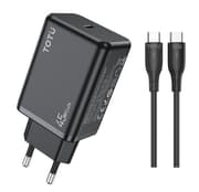 Totu Wall Fast Charger Gan, Cable Type-C To Type-C, 45Watts, Black product image