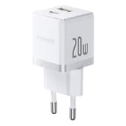 Baseus Palm Fast Wall Charger, TypeC & USB, 20Watts, White product image
