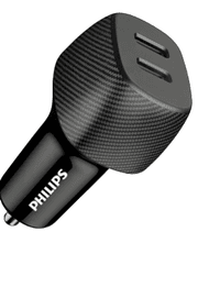Philips 60W Dual USB-C Car Charger – Black (DLP5522C) product image