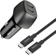 Philips 60W Dual USB-C Car Charger with USB-C Cable – Black (DLP5522CC) product image
