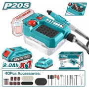 درمل شحن 20 فولت مع بطارية وشاحن وطقم اكسسوارات 40 قطعة من Total product image