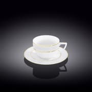 فنجان كباتشينو وصحن 170 مل من Wilmax Diamond - أبيض وذهبي product image