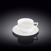 فنجان شاي وصحن 240 مل من Wilmax Diamond - أبيض وذهبي product image