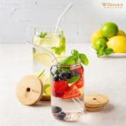 كوب زجاج بغطاء خيزران وماصّة من Wilmax Thermo product image