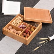 صندوق خيزران بغطاء 5 أقسام 28.2*28.2 سم من ARMN Estilo - بيج product image