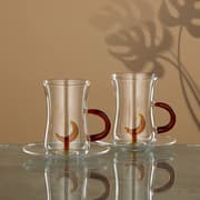 طقم كاسات شاي 12 قطعة زجاج بتصميم هلال من Almarjan - بني product image