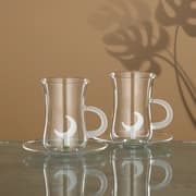 طقم كاسات شاي 12 قطعة زجاج بتصميم هلال من Almarjan - أبيض product image