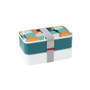 حافظة طعام طبقتين 1200 مل مع أدوات مائدة من Easy Life Abstract - أخضر وأبيض product image