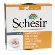 SCHESIR C143 علبة طعام هلامية بشرائح تونة حقيقية وطبقة ألوة 56x85 gr للقطط product image