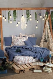 طقم بطانية مجوز كبير 4 قطع من Iyigeceler Istanbul Boho Chic - أزرق داكن product image