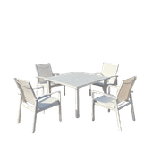 طقم طعام خارجي من الألمنيوم 5 قطع تشطيب أبيض متين وعصري product image