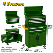 صندوق أدوات وعربة متحركة بستة أدراج JADEVER بتصميم متين وسهل النقل product image