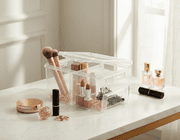 طقم علب تخزين بلاستيكية شفاف لتنظيم المكياج والإكسسوارات product image