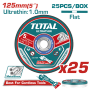 Total TAC21012525 Fiber Cutting Disc Thin Steel 5 Inch 25 Piece product image