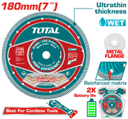Total TAC2151801 دسك قص ﻣسكر 7 أنش Ultrathin diamond disc (with flange) 180(7'')X22.2mm product image