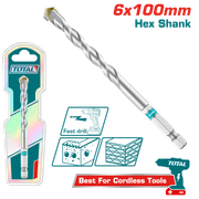 مثقاب بناء TOTAL 6x100 مم بمقبض سداسي للخرسانة والطوب مع عمر耐久 عالٍ product image