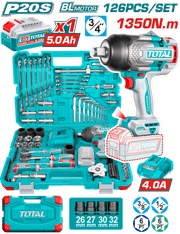 طقم مفك تأثير بدون سلك 126 قطعة 1350Nm من THKTHP31262 بسرعات متغيرة product image