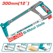TOTAL Hacksaw Frame 300mm | 12" – Adjustable Angle, Soft Grip (THT541016) product image