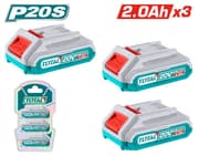 طقم بطاريات الليثيوم أيون TOTAL P20S 20V ثلاث بطاريات 2.0AH مع مؤشر LED product image