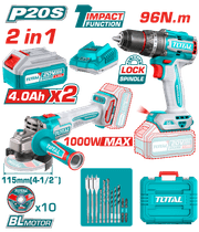 طقم كودلس 2 قطعة TOSLI241298: مثقاب 20V عزم 96Nm ومطحنة زاوية عالية الأداء product image
