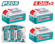 TOTAL 20V Lithium-Ion Battery Kit – 3×4.0Ah P20S Batteries (TOSLI251296) product image