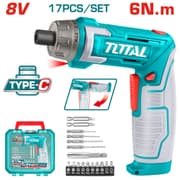 مفك براغي شحن 8 فولت مع مجموعة رؤوس وراسيات من توتال product image