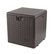 106-Liter Resin Outdoor Storage Deck Box – Weatherproof with Lockable Lid – 49.5cm Cube – Wicker Pattern – Java Color product image