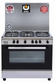 فرن غاز نارا 90 سم نظام امان كامل لون سلفر وزجاج اسود product image