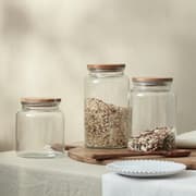 مرطبان زجاج وخشب صغير الحجم product image