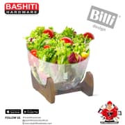 وعاء سلطة بيللي زجاجي مع حامل خشبي تصميم أنيق وسهل الاستخدام product image