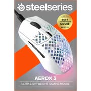SteelSeries Aerox 3 (2022) Wire Super Light 8,500 CPI TrueMove Core Optical Sensor 59g Water Resistant Design USB-C - Snow product image