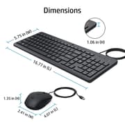 HP 150 Wired Keyboard & Mouse Combo USB 12 Shortcut Keys 6° Adjustable Slope Keyboard & 1600 DPI Optical Sensor Mouse product image