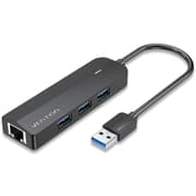 Vention CHNBB 3 Port USB 3.0 Hub with Gigabit Ethernet Adapter 1000Mbps 0.15 Meter - Black product image