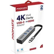 Promate MediaHub-C3 Aluminum USB-C to HDMI Adapter Ultra-Compact Type-C to 4K 30Hz HDMI Hub w/ 3 USB 3.0 Sync Charge 5Gbps Ports product image