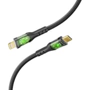 Promate TransLine-Ci USB-C to Lightning Cable Premium 27W Power Delivery w/ Transparent Shells 480Mbps Data Sync 120cm Nylon Braided Cord - Black product image