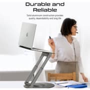 Promate Laptop Aluminum Stand Adjustable w/ Anti-Slip Pads 360-Degree Rotation Heat Dissipation Extendable Height & Portability product image
