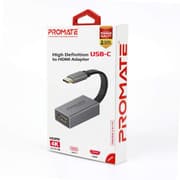 Promate MediaLink-H1 Type-C to HDMI Adapter 4K 30Hz Video Converter w/ Audio Output - Grey product image