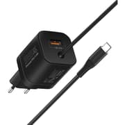 Promate ICharge-PDQC3 iPhone Wall Fast Charging 20W Power 1.5m Lightning Cable w/ Quick Charge 3.0 Port EU Outlet - Black product image