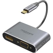 Promate MediaHub-C2 USB-C to VGA & HDMI Adapter Aluminium HDMI Converter 4K & 1080 VGA Dual Screen Display product image