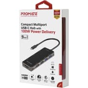 Promate PrimeHub-Go 9-In-1 USB Type-C Adapter w/ 1000Mbps Lan 100W USB-C Power Delivery 4K HDMI 4 USB Ports & TF/SD Card Slot product image