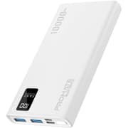 Promate Bolt-10Pro Power Bank 10000mAh Ultra-Slim 10W USB-C Input/Output Dual USB LED Screen Over-Heating Protection - White product image