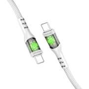 Promate TransLine-CC USB-C to USB-C Cable 60W Power Delivery Transparent Shells 120cm Nylon Braided Cord - White product image