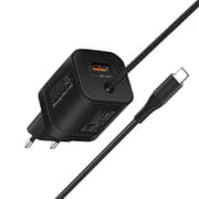 Promate PowerPort-PDQC3 USB-C Charger Premium 33W with 22.5W Quick Charge 3.0 Port & 1.5M Type-C Cable EU Interface - Black product image