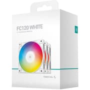 DeepCool FC120 White 3x120mm 1800RPM Daisy Chain RGB 5v-3pin PWM Cooling Fans Quiet For Cases & Coolers - White product image