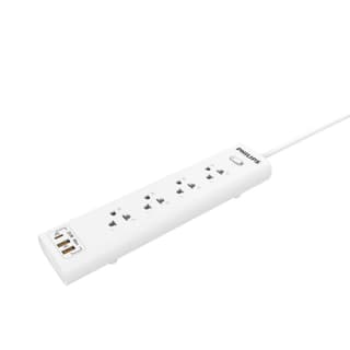 Philips Power Strip 3 AC Outlet ,1 X USB-C, 2 X USB with overload Protection, 2M EU